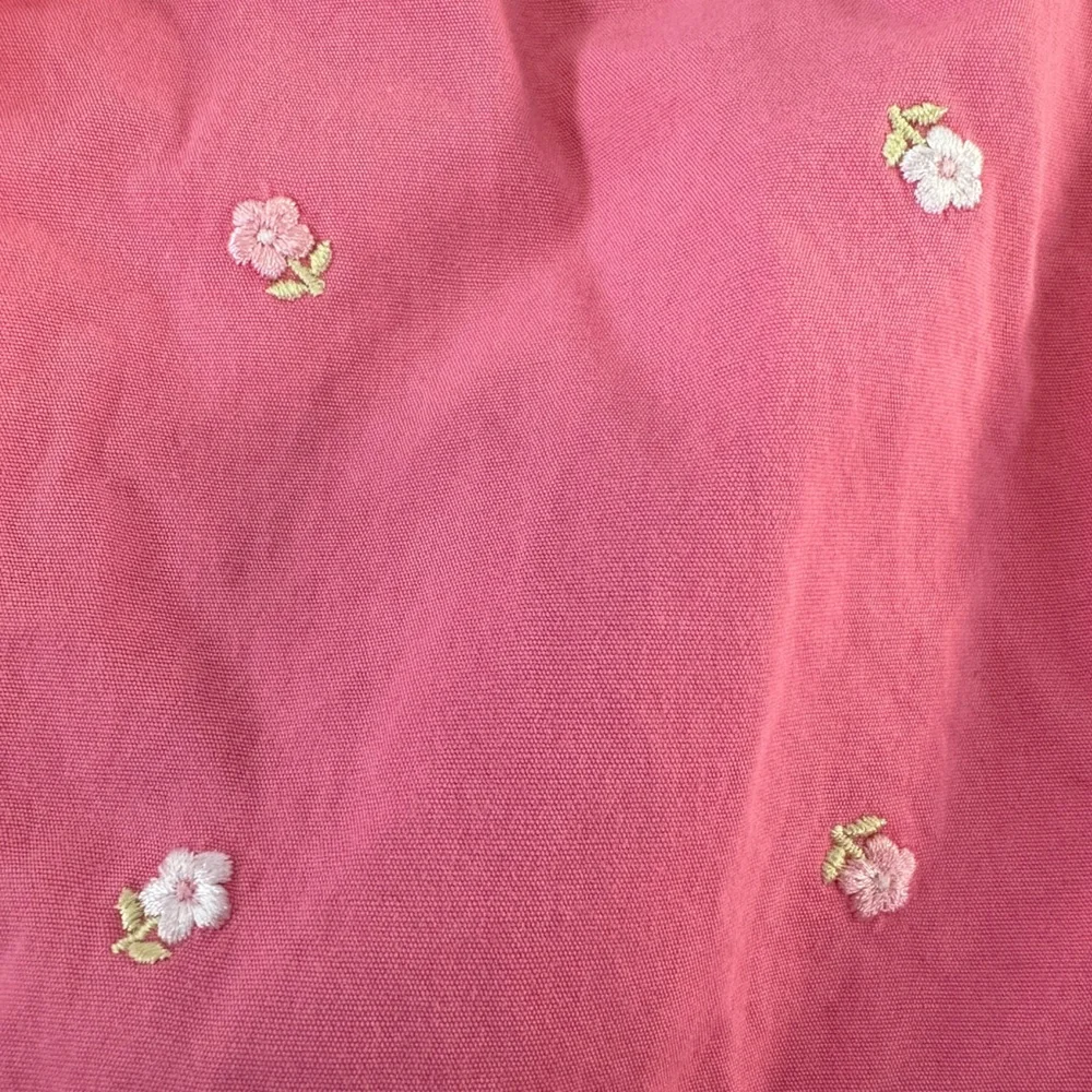 VTG Gymboree 18-24 MOS Romper Pink Embroidered Flower Ruffle Tank One Piece 2002